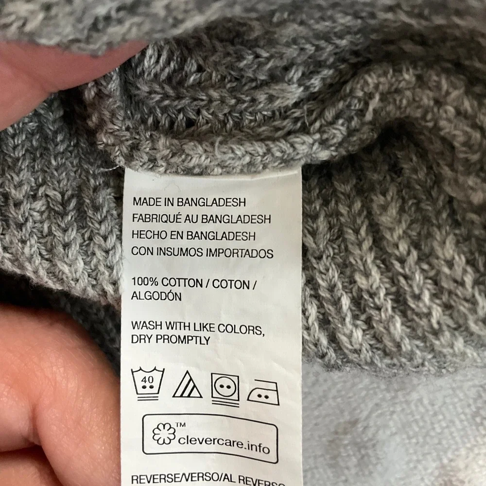 Van Heusen Mens Gray Cotton Blend Ribbed Knit Button Front Cardigan‎ Sweater